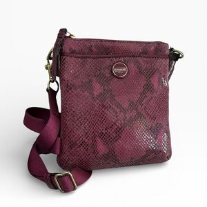 COACH Raspberry Python Embossed Leather Crossbody Messenger Bag Purse